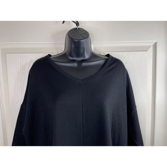 Avenue Shirt Womens Plus Size 14/16 Solid Black 3/4 Sleeves Back Slit NWT Top - Picture 2 of 9